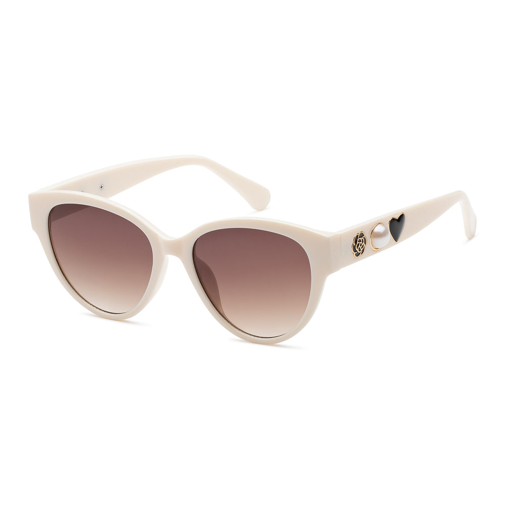 White Round Frame Sunglasses with Brown To Pink  Gradient Lenses Serene Polarized Sunglasses - UV400 Protection Lightweight  main image 4