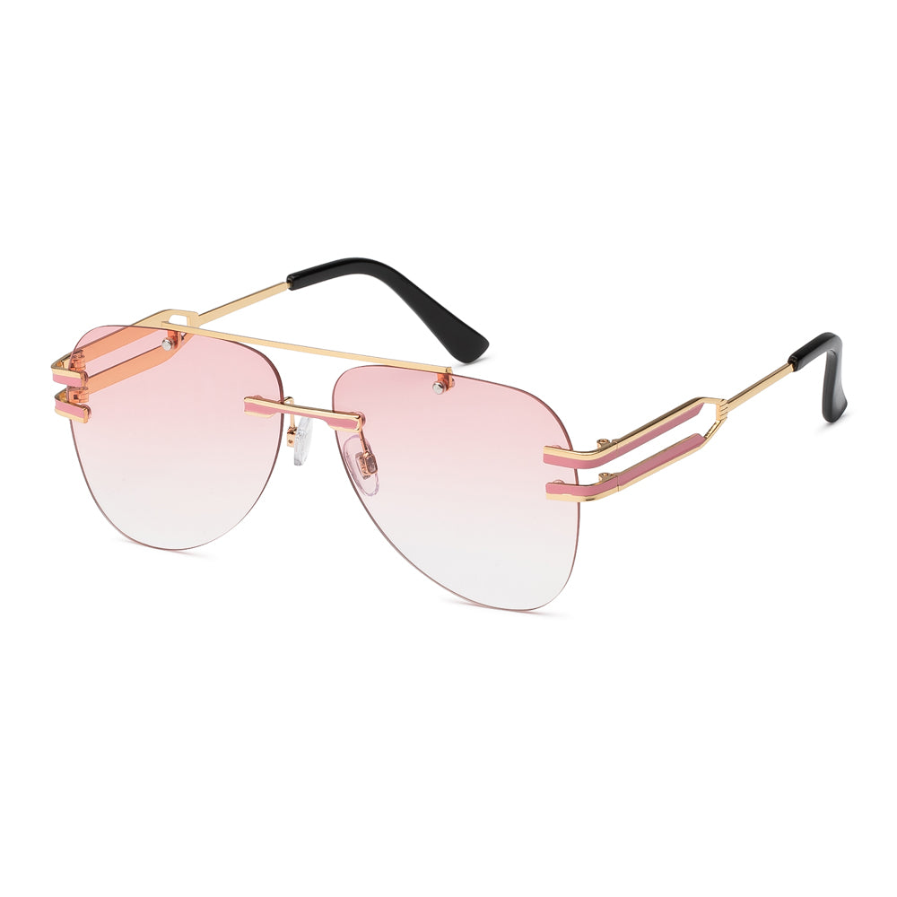 Wholesale fashion sunglasses with round metal frame and gradient lenses in front view, suitable for men and women.