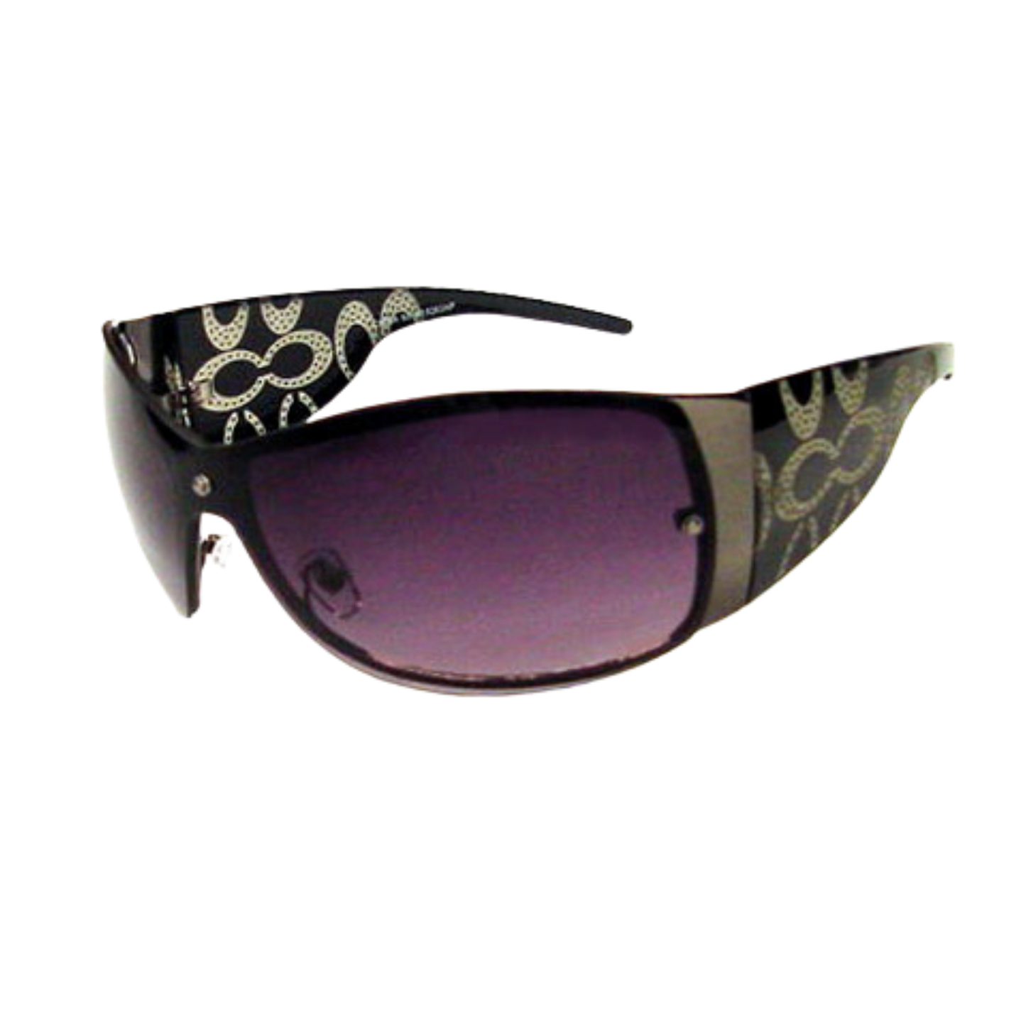 Women's fashion sunglasses with a round acetate frame in black and polarized lenses, featuring metal temples.