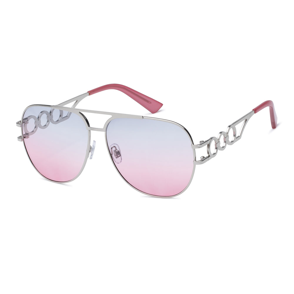 Women's wholesale fashion sunglasses with a cat-eye frame in glossy black acetate and gradient lenses, featuring elegant temples.