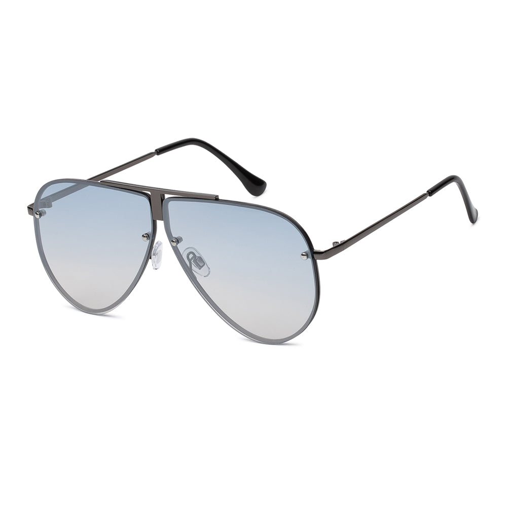 A stylish pair of aviator sunglasses from APTCINC, model M5994AP. They feature a sleek metal frame with a contemporary design, suitable for ladies' fashion. The lenses are tinted, providing a fashionable look for the spring season. The overall design is elegant and modern, making them a trendy accessory for 2024.