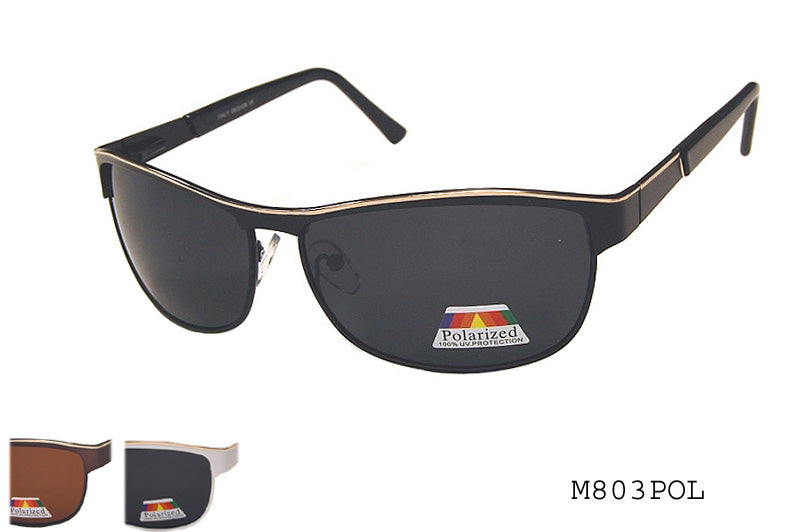 A pair of stylish men's sunglasses featuring polarized lenses. The frame is sleek and modern, designed for comfort and durability. Ideal for outdoor activities, these sunglasses provide protection from glare and UV rays.