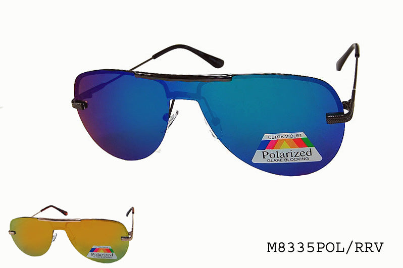 A pair of stylish polarized sunglasses designed for men, featuring a modern frame with sleek lines. The lenses are tinted to reduce glare, making them suitable for outdoor activities. The frame may have a distinctive color or pattern, contributing to a sporty and fashionable look.