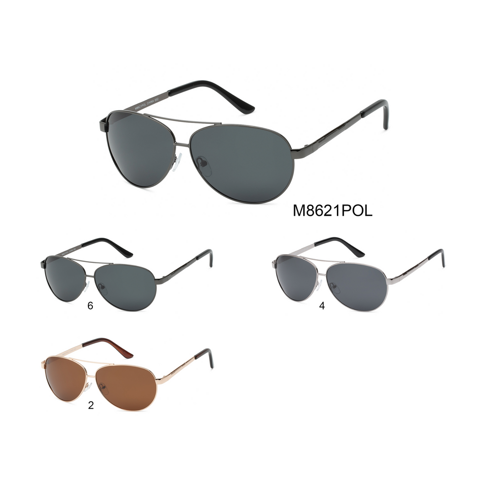 
                  
                    A pair of aviator sunglasses with a sleek design, featuring polarized lenses suitable for both men and women. The frame is stylish and modern, making it a versatile accessory for various occasions.
                  
                