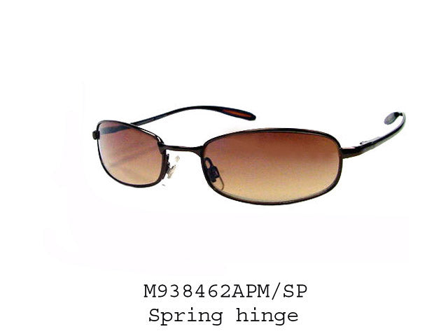 Men's wholesale fashion sunglasses with a rectangle metal frame, black finish, and polarized lenses, front view.