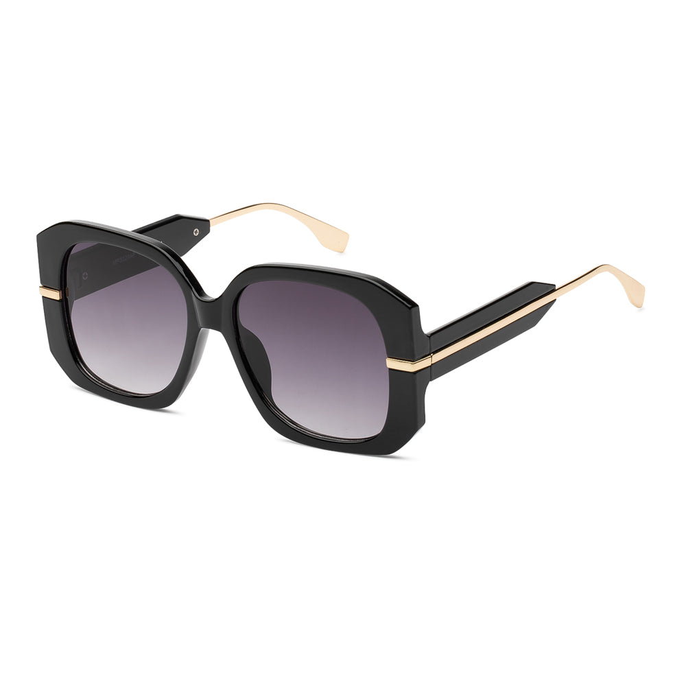 
                  
                    A stylish pair of sunglasses featuring a mixed-metal and plastic design. The frames are square-shaped, suitable for ladies' fashion. The sunglasses are part of the new arrivals collection for September 2023, highlighting a contemporary look ideal for the season.
                  
                