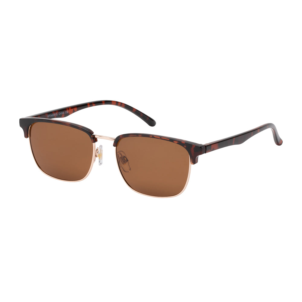 A pair of stylish browline sunglasses featuring polarized lenses, designed for both men and women. The frame has a sleek design suitable for casual and formal wear, and it is part of the 2020 sunglass collection. The product is marked as restocked and is part of a promotional event.