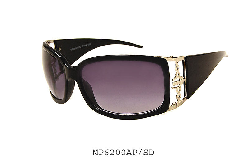 Women's wholesale fashion sunglasses with a round frame in black acetate, featuring dark polarized lenses.