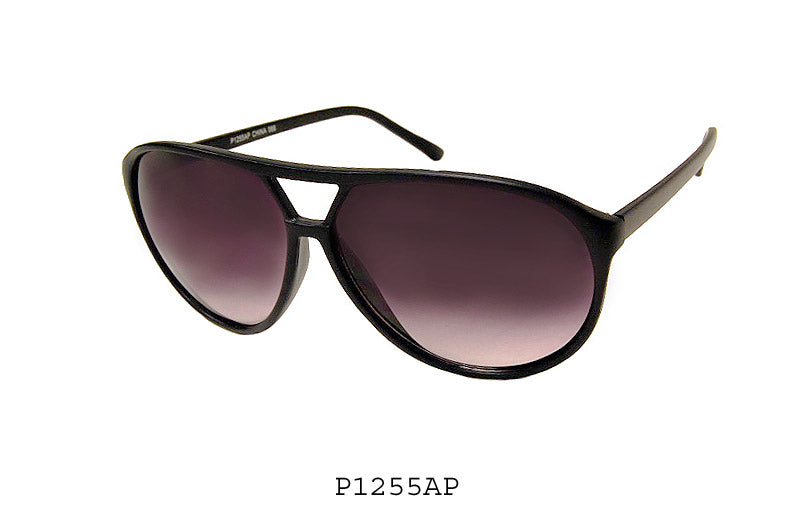 A pair of stylish aviator sunglasses featuring a sleek plastic frame. The design is unisex, suitable for both ladies and men, and is part of a fashionable collection. The lenses are tinted, adding a contemporary touch to the overall look.