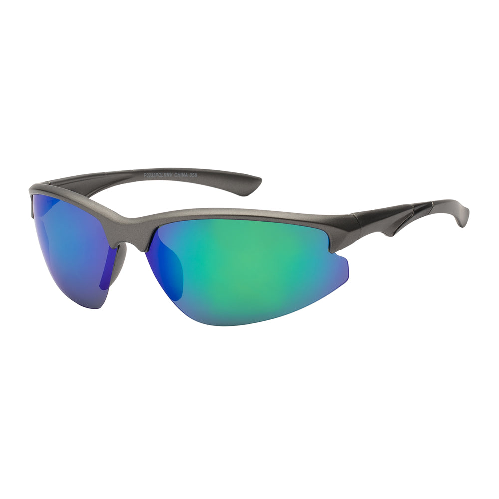 Wholesale polarized sunglasses with round frame, black acetate material, and dark lenses, featuring sleek temples.