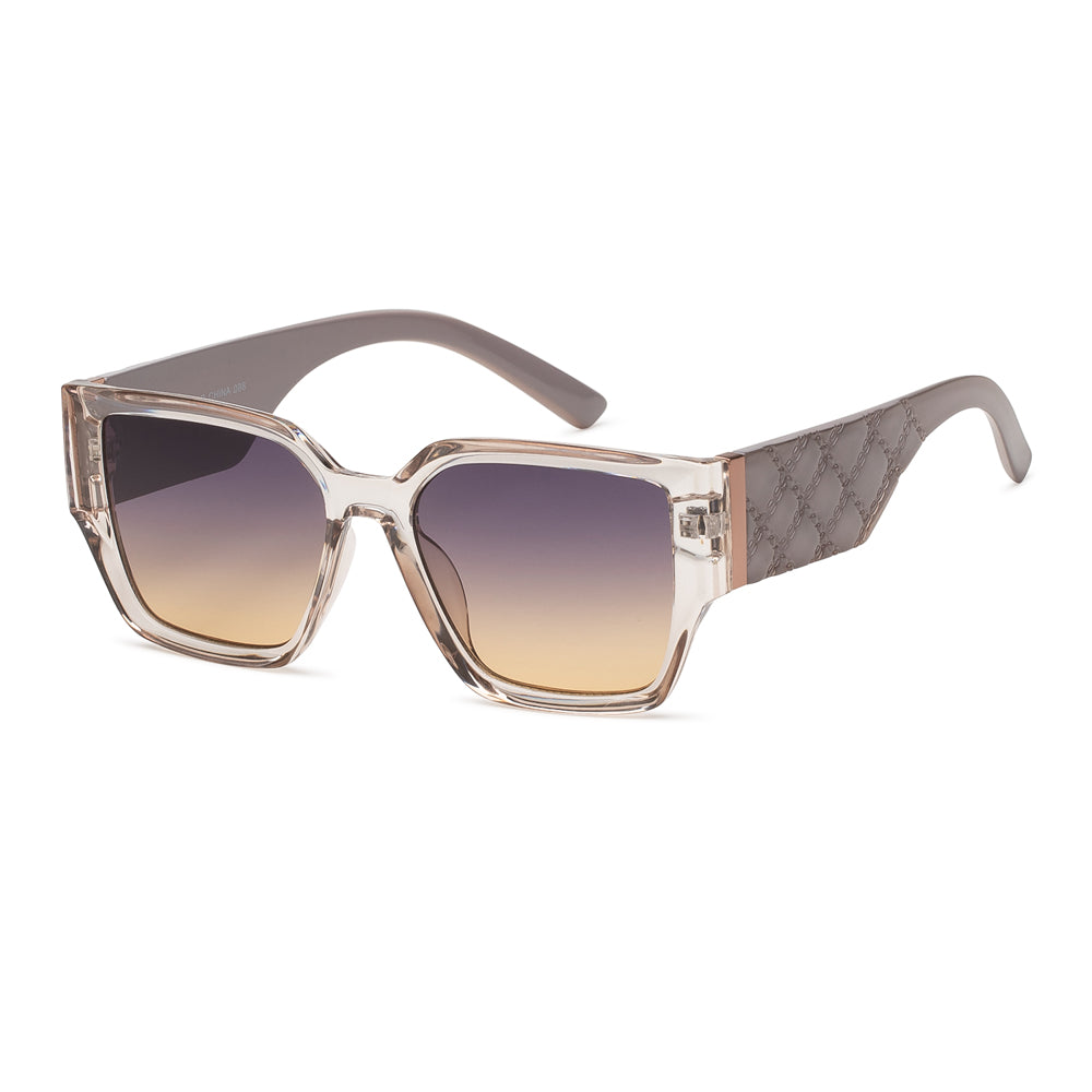 A pair of stylish square sunglasses designed for ladies, featuring a modern plastic frame. The sunglasses are part of the new arrivals collection for June 2024, showcasing a fashionable look suitable for various occasions.