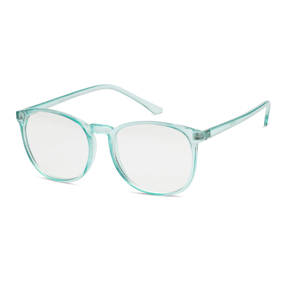 
                  
                    A pair of stylish clear oval sunglasses designed for ladies, featuring a transparent frame and clear lenses. The design is modern and sophisticated, suitable for various occasions.
                  
                