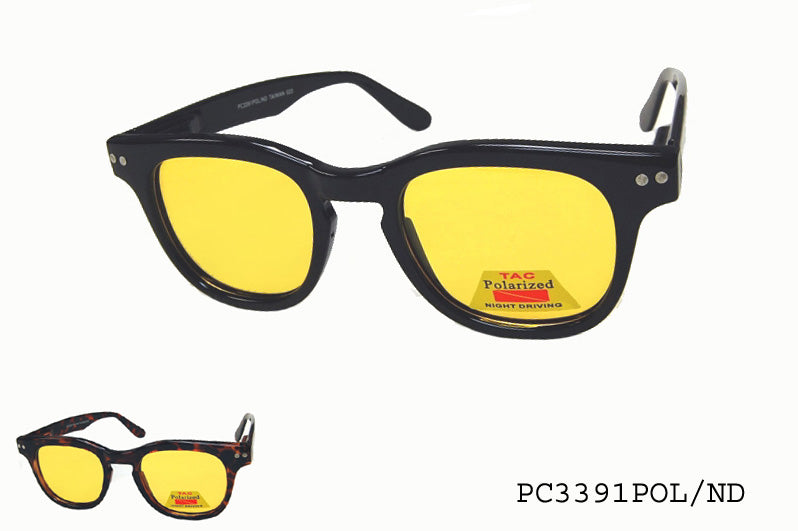 A pair of stylish polarized sunglasses featuring a sleek black frame and dark tinted lenses, designed for men. The design is modern and sporty, ideal for outdoor activities.