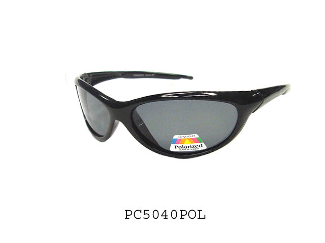 A pair of stylish polarized sunglasses from APTCINC, model PC5040POL. The sunglasses feature a sleek design, suitable for men, and are ideal for sports activities. The lenses are dark and offer glare reduction, while the frame appears durable and lightweight.