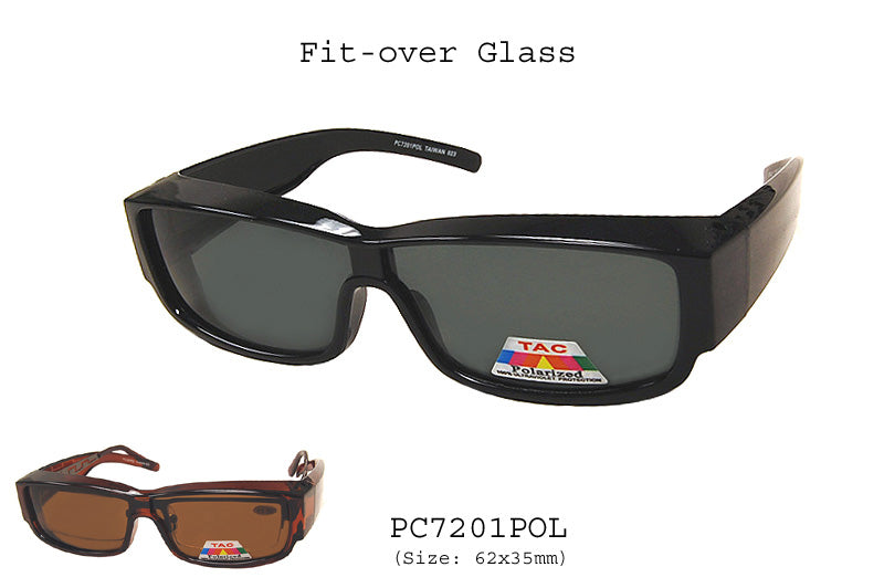 A pair of stylish FITOVER sunglasses designed for both men and women, featuring a classic fitover style. The lenses are polarized, providing enhanced clarity and protection from glare. The frame has a sleek design suitable for various face shapes.