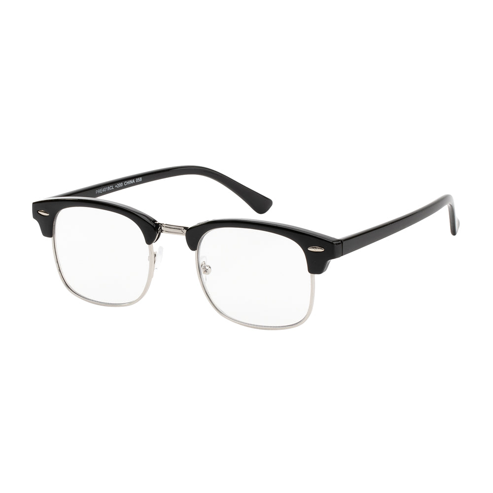 A pair of stylish reader sunglasses with progressive lenses, featuring a sleek plastic frame. The design is modern and suitable for reading in bright light. The product is labeled with tags indicating it is part of a promotional event and was released in 2017.