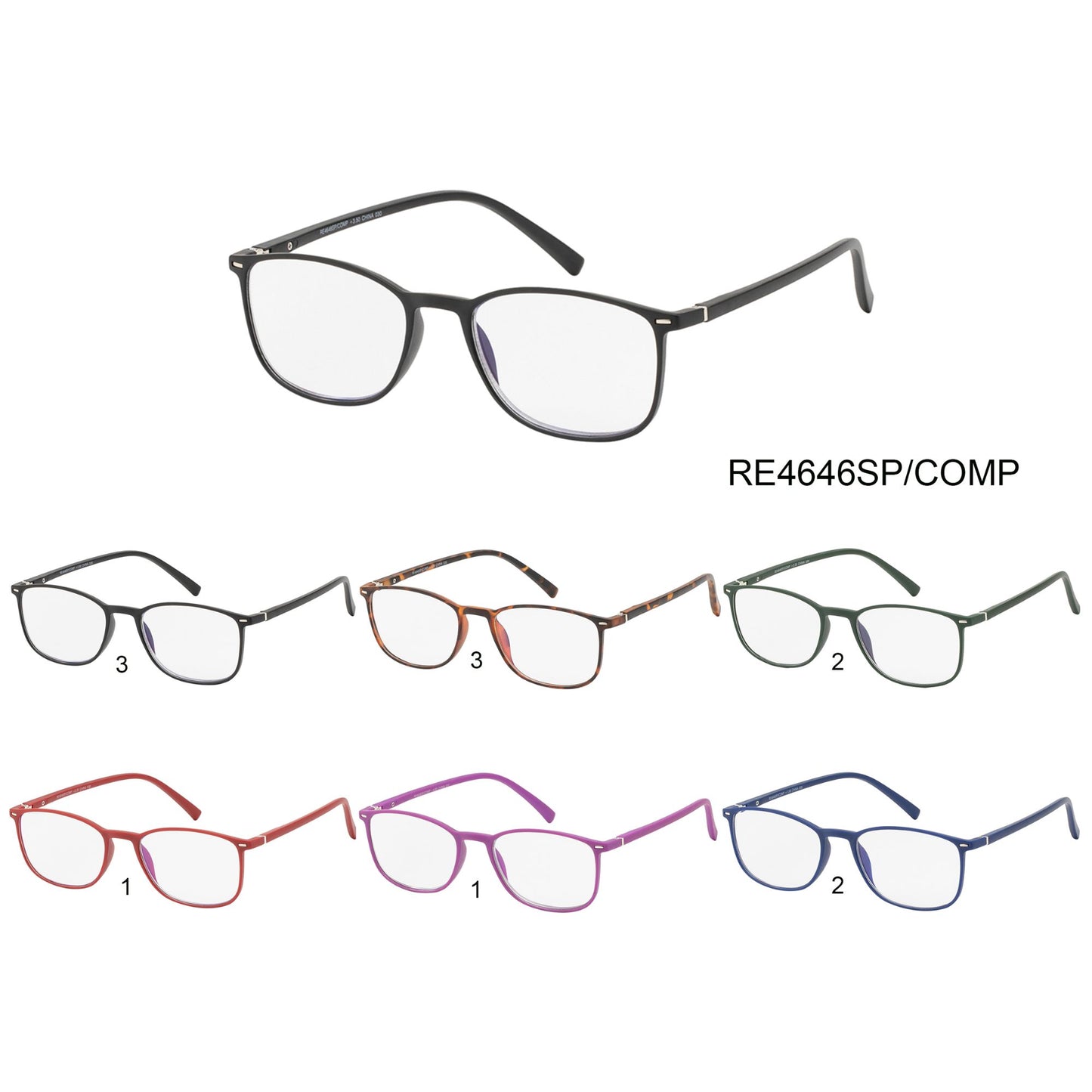 A pair of stylish reader sunglasses designed for computer use, featuring a sleek plastic frame. The lenses are optimized for reading and screen use, providing comfort and clarity. The product is labeled with the model name RE4646SP/COMP by APTCINC, and it is associated with a promotional tag for a discount during the Black Friday Cyber Monday event in 2023.