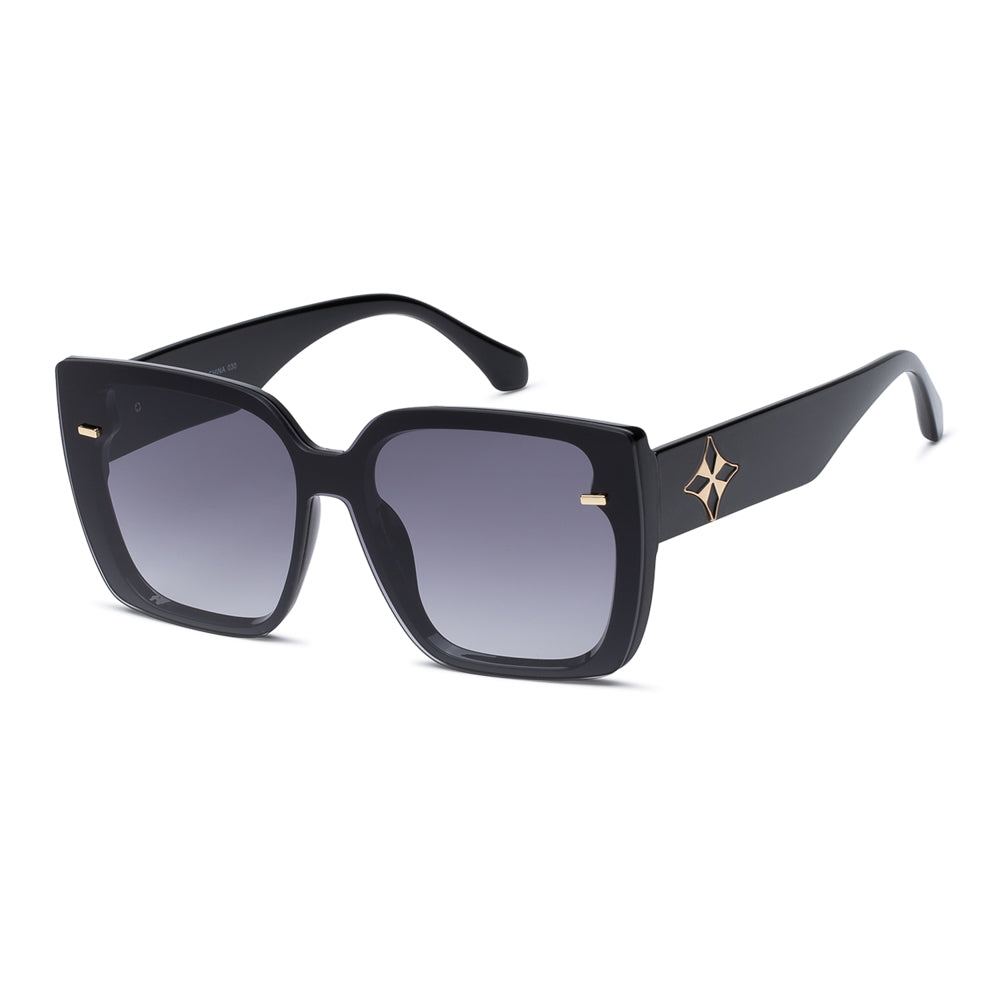 Women's fashion sunglasses with round acetate frames in black and gradient lenses, part of Asia Pacific Glasses' new arrivals.