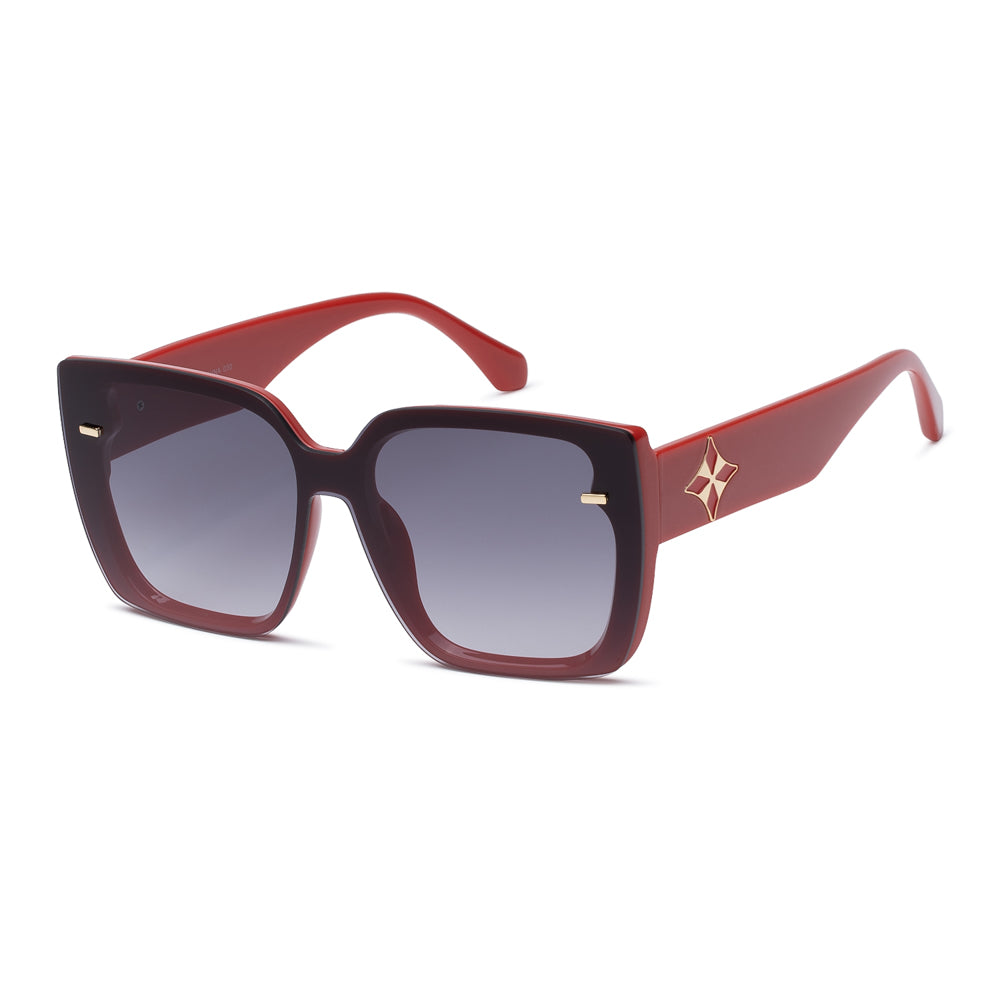 Wholesale fashion sunglasses with round acetate frame in tortoiseshell pattern, featuring brown gradient lenses and metal temples.