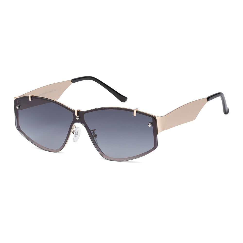 Polarized fashion sunglasses with a round acetate frame in multicolor and gradient lenses, featuring sleek temples.