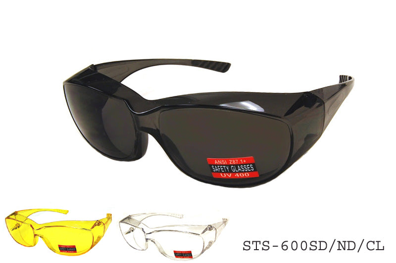 A pair of safety sunglasses labeled STS-600SD by APTCINC, designed for protective eyewear. The frame is sleek and modern, featuring dark lenses and a sturdy construction, suitable for various safety applications.