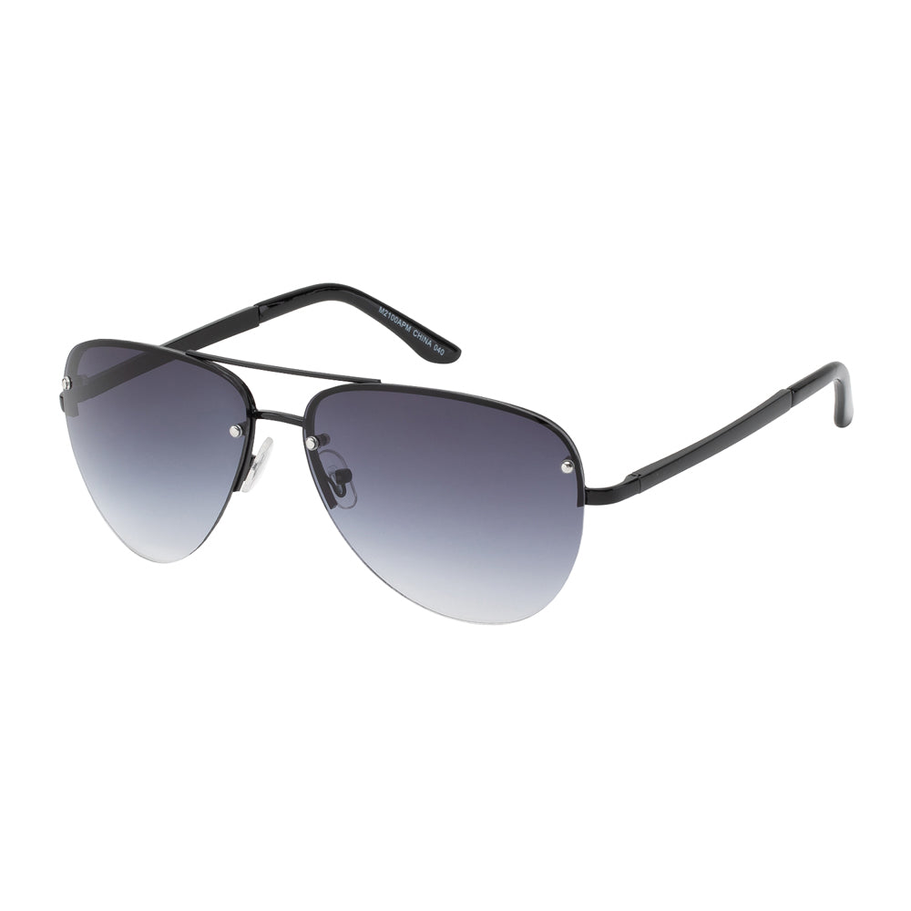 Fashion sunglasses with a rectangular acetate frame in black and polarized lenses, featuring metal temples.