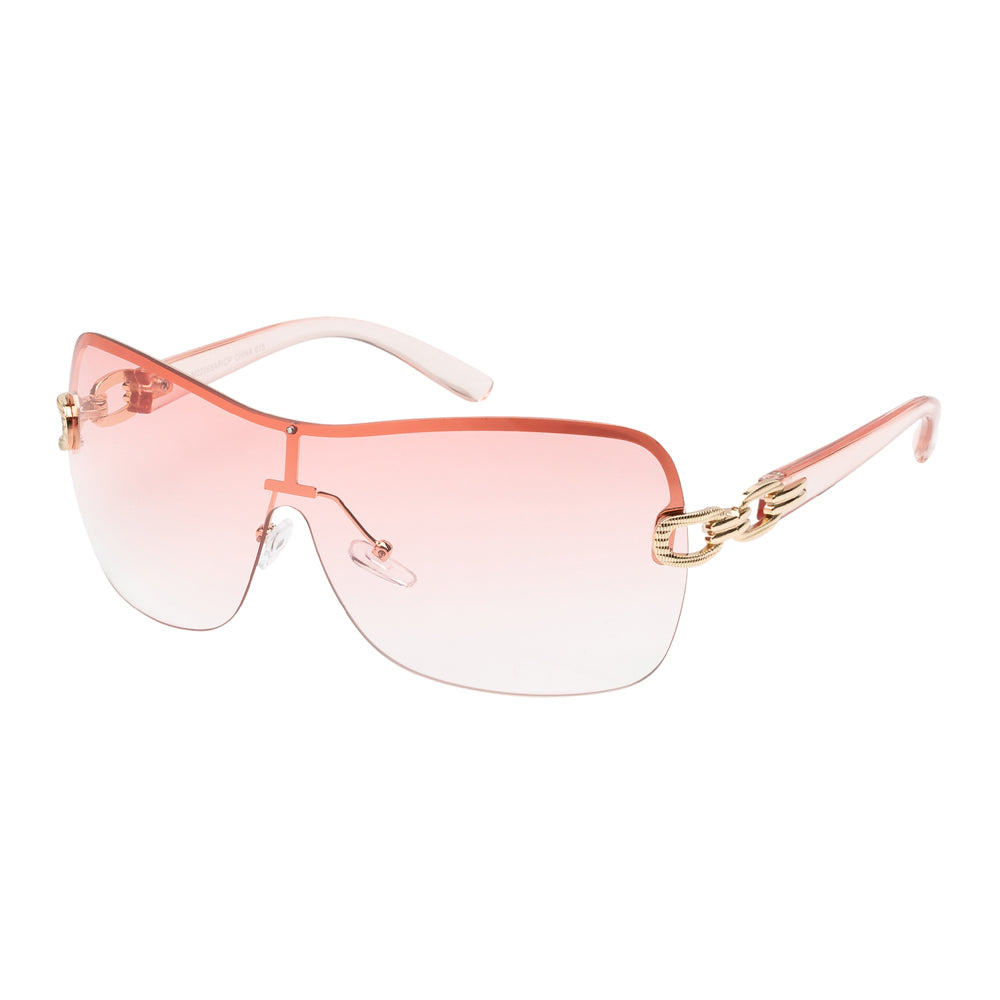 Shield fashion sunglasses with a sleek metal frame and polarized lenses, featuring a modern design for wholesale eyewear.