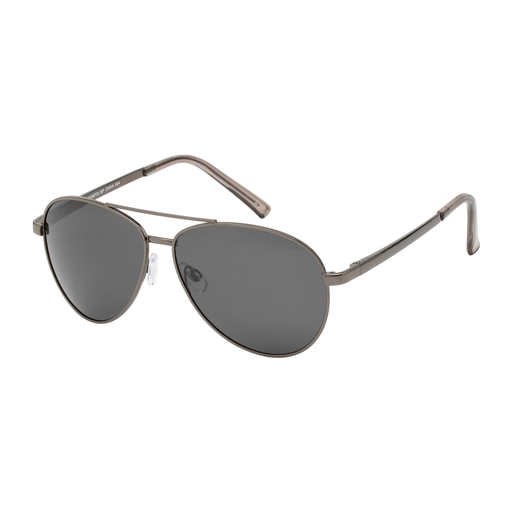 A pair of aviator-style polarized sunglasses featuring a sleek design suitable for both men and women. The frame is typically metallic with dark lenses, reflecting a modern aesthetic. The sunglasses are part of a collection that emphasizes their unisex appeal and are highlighted as best sellers for seasonal promotions.