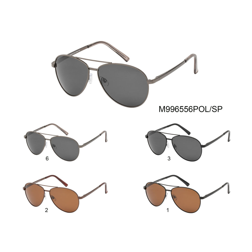 
                  
                    A pair of aviator-style sunglasses featuring polarized lenses. The frame is sleek and stylish, suitable for both men and women. The design is modern and versatile, making it a popular choice in the sunglass collection. The sunglasses are highlighted as a best seller and are part of a promotional sale.
                  
                