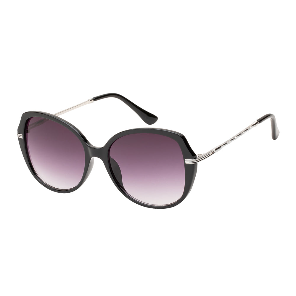 Women's fashion sunglasses with round acetate frames in a tortoiseshell pattern and brown gradient lenses, part of Asia Pacific Glasses wholesale collection.