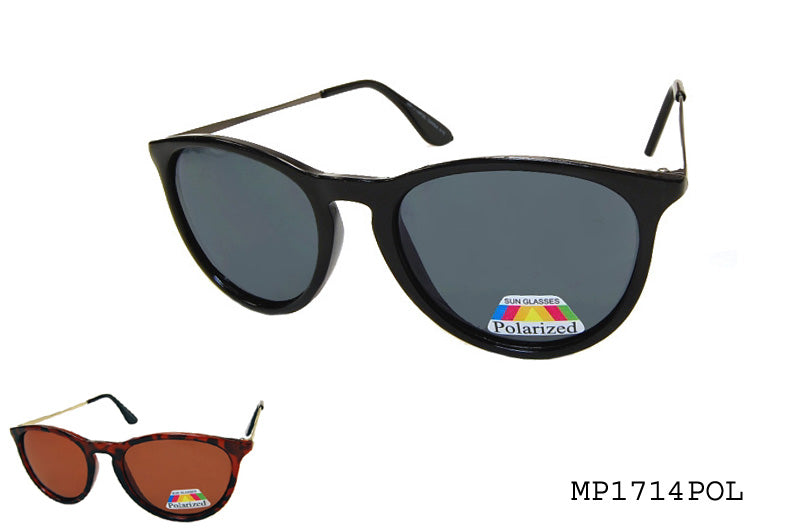 Wholesale polarized sunglasses with rectangle frame, black metal temples, and gray gradient lenses. Ideal for fashion eyewear collections.
