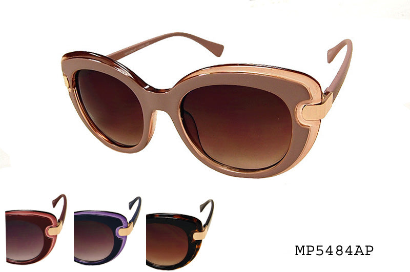 Polarized fashion sunglasses with a round metal frame, matte black finish, and dark gradient lenses, part of Asia Pacific Glasses wholesale eyewear collection.