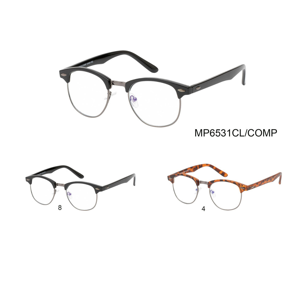 
                  
                    The image features a pair of stylish computer glasses labeled MP6531CL/COMP by APTCINC. The glasses have a modern design, suitable for reducing eye strain during screen time. They are likely lightweight with a subtle frame, making them ideal for everyday use. The lenses may have a slight tint to enhance comfort while using digital devices.
                  
                