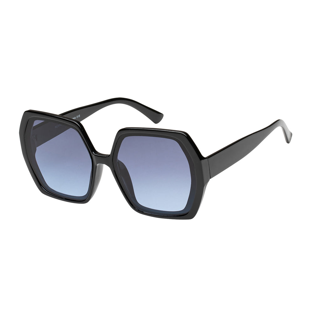Stylish sunglasses with a modern design, featuring a plastic frame and dark lenses. The product is part of the Sunglass Collection and is labeled for ladies' fashion. It reflects a trendy aesthetic suitable for various occasions.