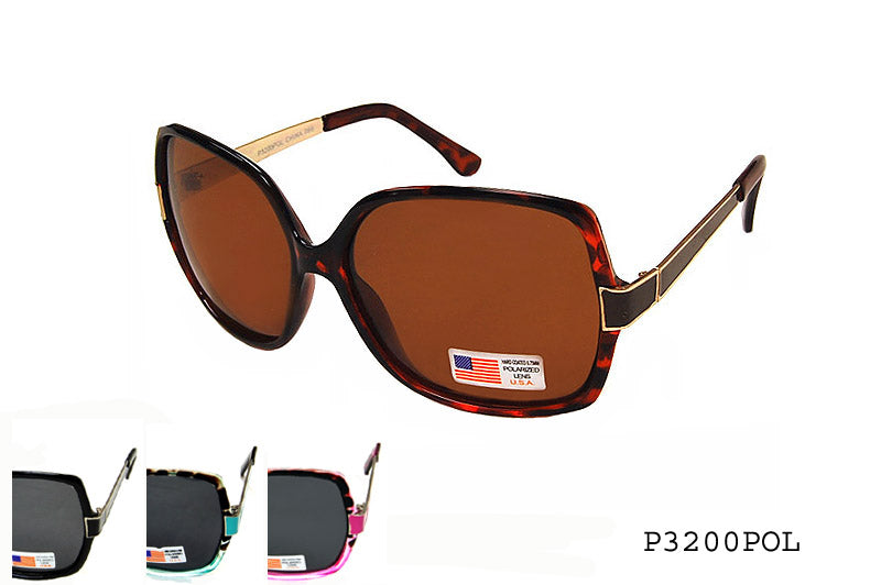A stylish pair of square sunglasses with polarized lenses, designed for ladies. The frame features a modern design suitable for fashion-forward individuals. The product is part of a sunglass collection from 2011, highlighted for a promotional event.