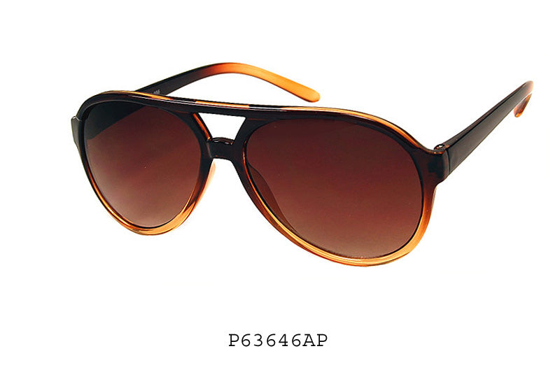 Wholesale fashion sunglasses with a round shape, metal frame in black, and polarized lenses. Side view showcasing temples.