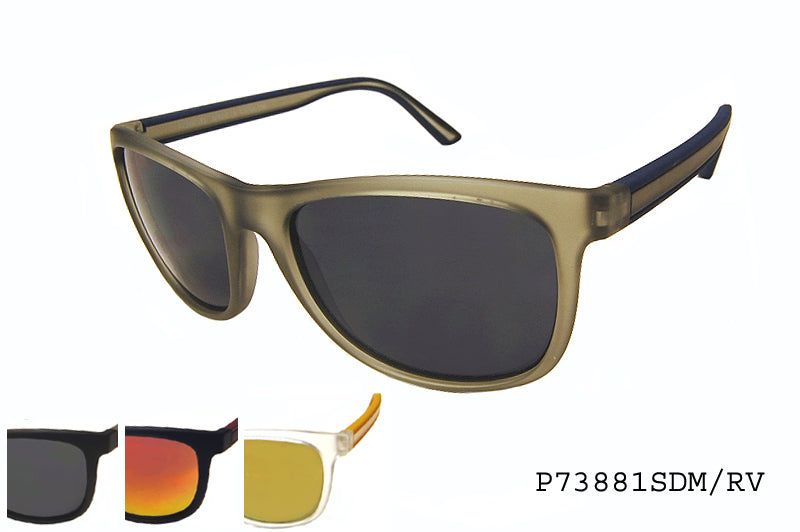 A pair of stylish sunglasses from APTCINC, model P73881SDM/RV. The sunglasses feature a classic design suitable for ladies, made from durable plastic. They are part of a fashion collection, highlighting a modern aesthetic.
