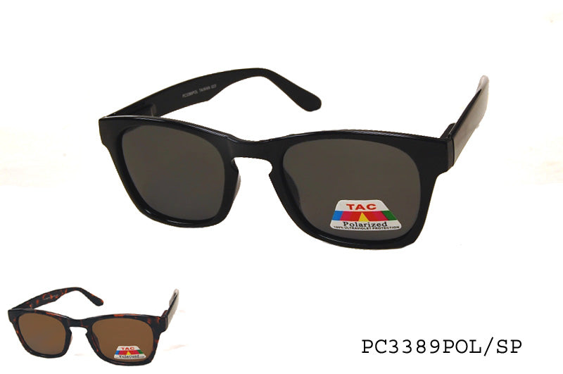 A pair of stylish polarized sunglasses featuring a classic design suitable for both men and women. The frame is sleek and modern, likely made from durable materials. The lenses are dark and reflective, providing UV protection. Ideal for outdoor activities and casual wear.