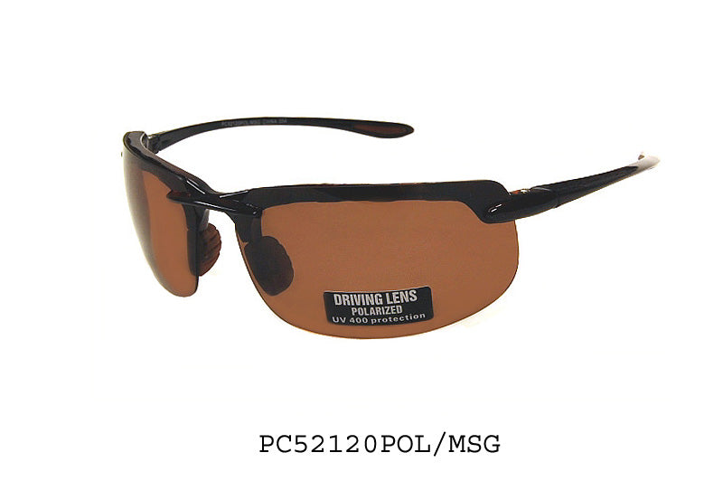 A pair of stylish polarized sunglasses with a modern design, featuring dark lenses and a sturdy frame, ideal for driving and outdoor activities. The sunglasses are marketed as a men's product and are part of a specialty collection.