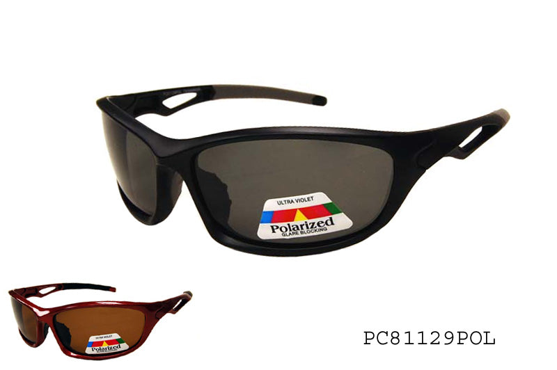 A pair of men's polarized rectangular sunglasses featuring a sleek design. The frames are dark and stylish, suitable for casual or sporty use. The lenses are tinted for UV protection, enhancing visibility and reducing glare.