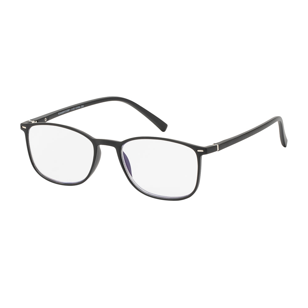 A pair of stylish reader sunglasses designed for computer use, featuring a sleek plastic frame. The lenses are tinted, ideal for reducing glare from screens. The product is branded with the APTCINC logo and marked as RE4646SP/COMP, suitable for individuals needing vision assistance while using digital devices.