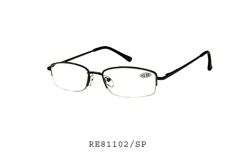 A pair of stylish metal reader sunglasses with clear lenses, designed for reading while outdoors. The frame has a sleek design, suitable for both casual and formal settings.