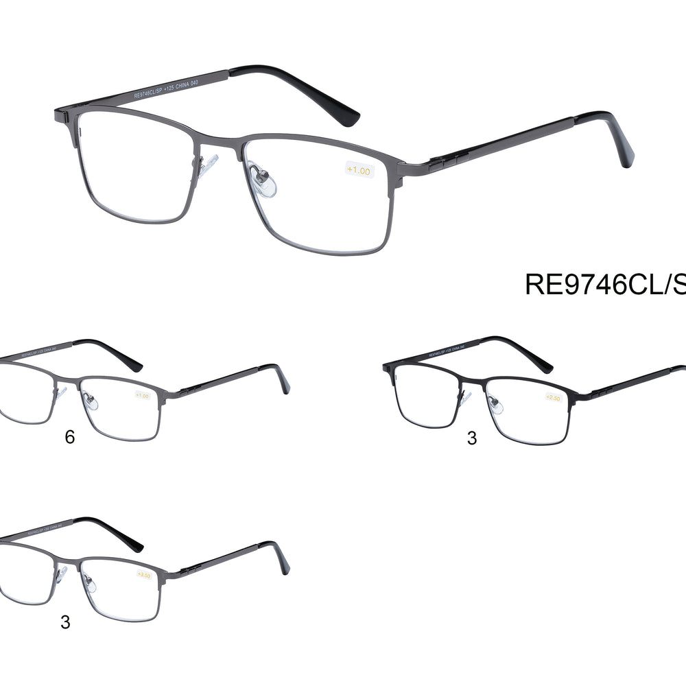 A pair of stylish reader sunglasses featuring a clear frame and metal accents. The lenses are designed for reading, combining functionality with a modern aesthetic. The product is associated with a brand promotion for Black Friday and Cyber Monday, indicating a discount and restock in 2023, and it is part of a collection from the year 2020.