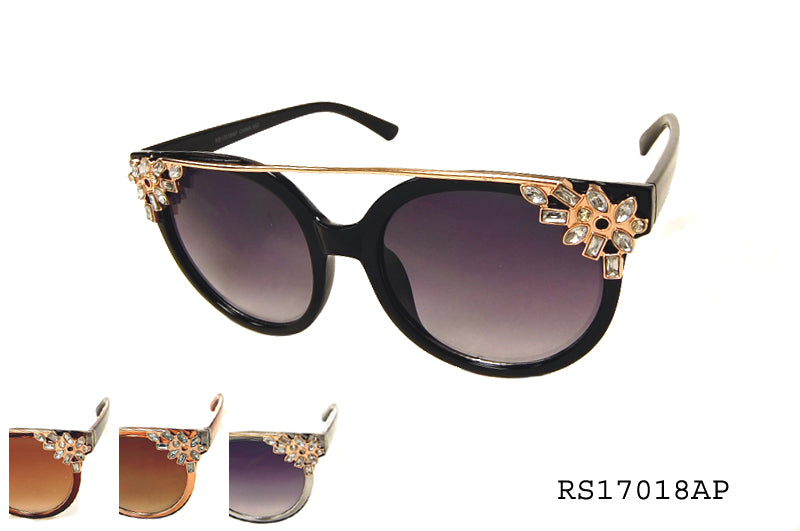 A pair of stylish cat-eye sunglasses featuring a sleek frame adorned with rhinestones, designed for ladies' fashion. The sunglasses have a modern aesthetic, perfect for enhancing any outfit.