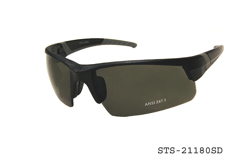 A pair of stylish safety sunglasses featuring a sleek design, suitable for various outdoor activities. The glasses are designed for protection while maintaining a modern aesthetic. The frame is sturdy, and the lenses appear tinted, offering glare reduction. The product is branded with the APTCINC logo, and it is associated with the year 2015.