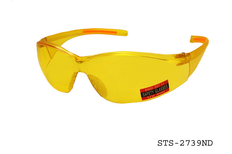 Wholesale safety glasses with clear rectangular frame and transparent lenses, featuring integrated nose pads and sturdy temples.