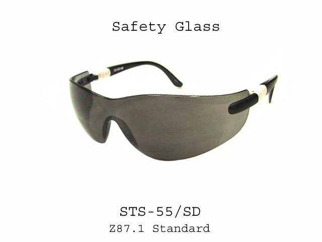 A pair of safety sunglasses labeled STS-55 by APTCINC, designed for protection and durability. The glasses have a sleek design, possibly featuring tinted lenses and a sturdy frame, suitable for various safety applications.